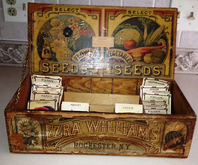 RARE VINTAGE ANTIQUE WILLIAMS ROCHESTER NEW YORK FLOWER AND VEGETABLE SEED BOX |…