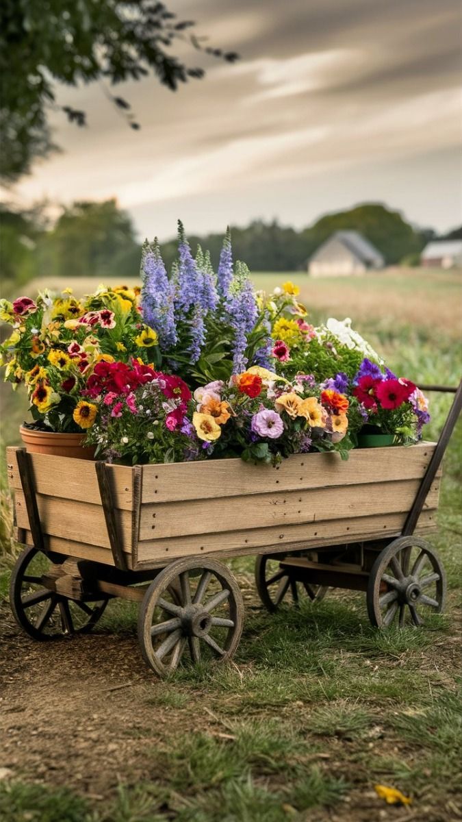 🌼 Wooden Wagon Planter