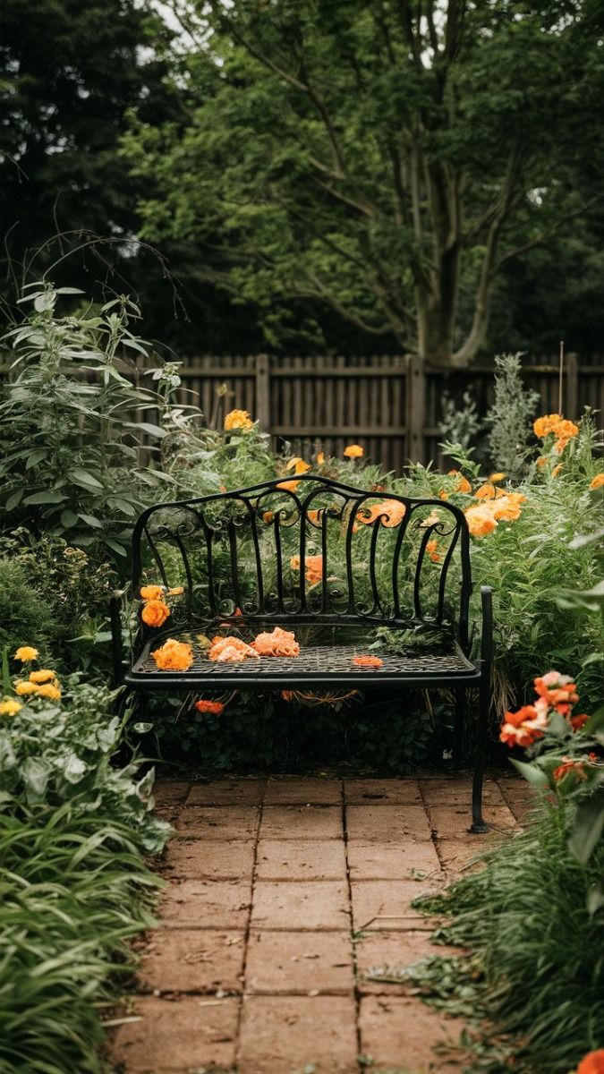 Black Iron Garden Bench