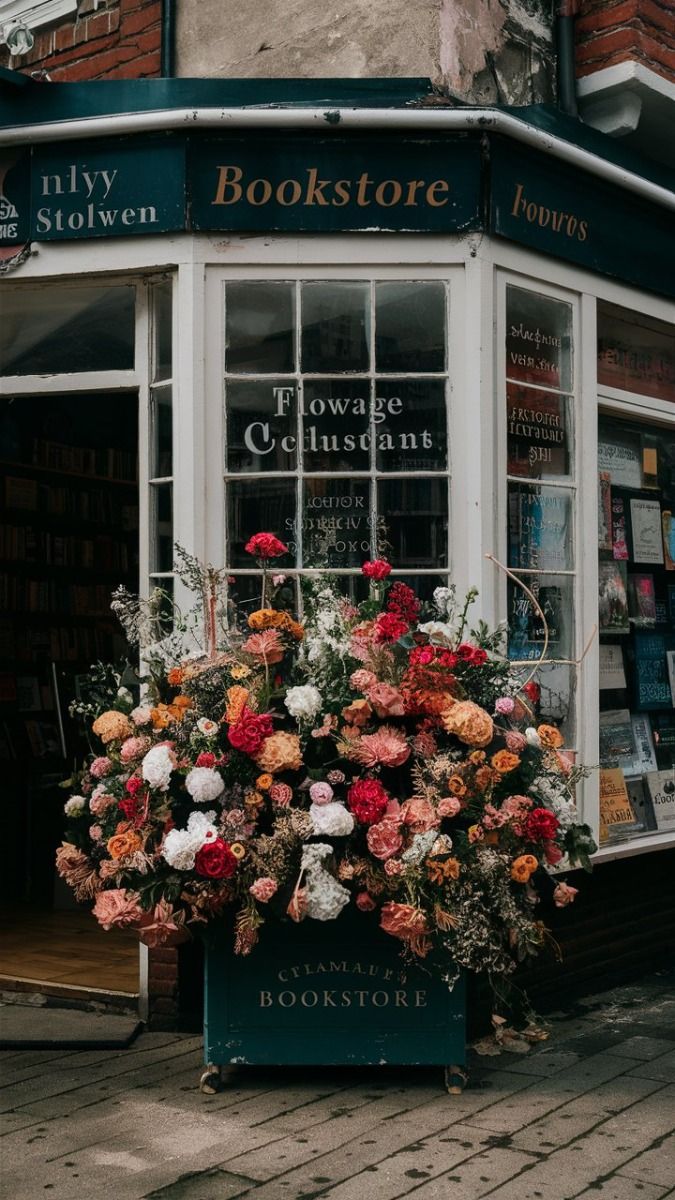 Flowers Outside Bookstore